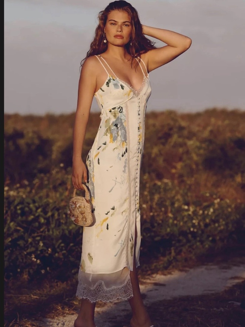 NWT Anthropologie Lace Button-Front Slip Dress Size 16